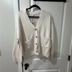 Elegant Cream Button-Up Women's Cardigan